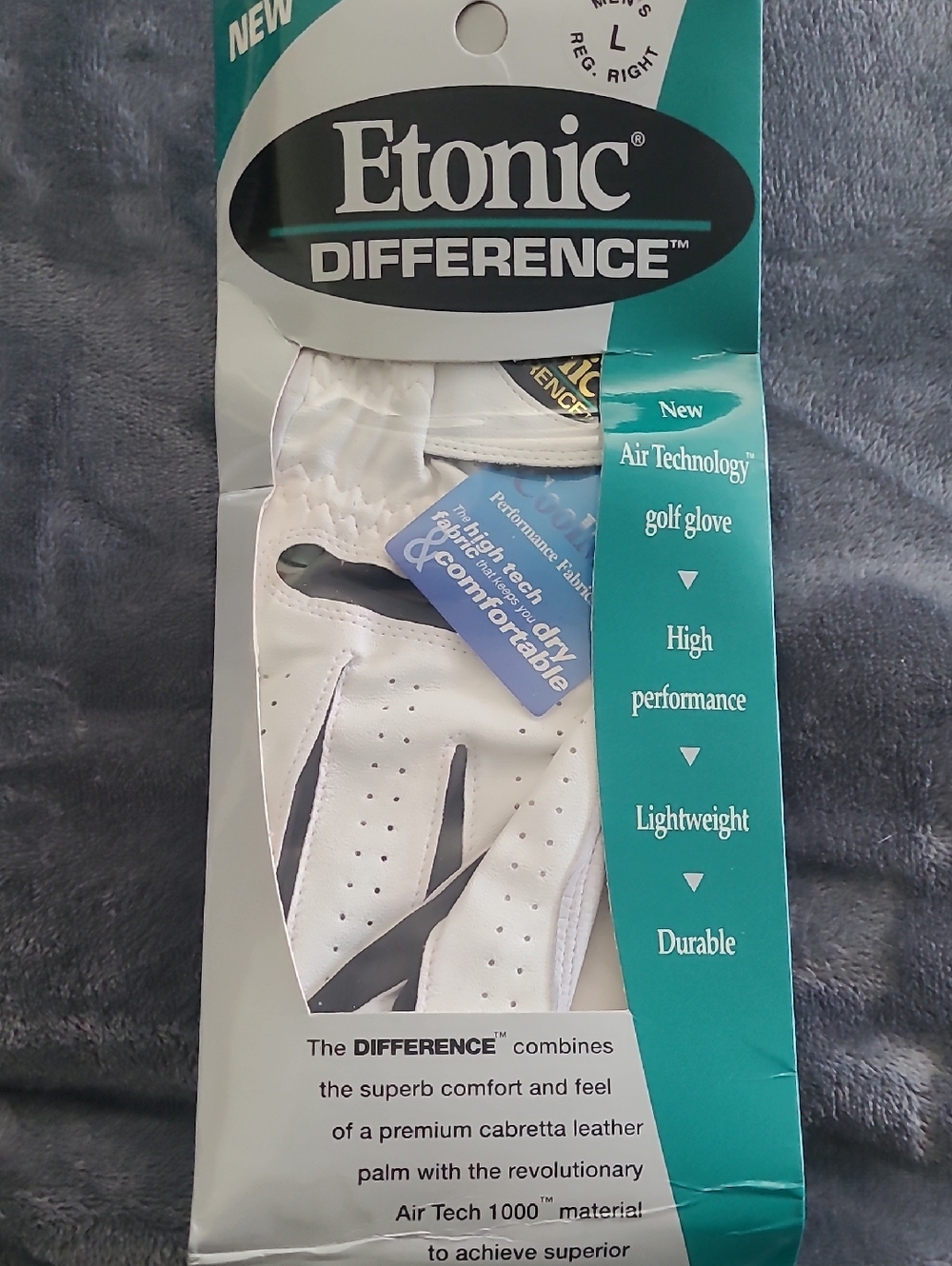 Etonic White Men's Golf Glove with Black Accents Size Large Reg RIGHT H